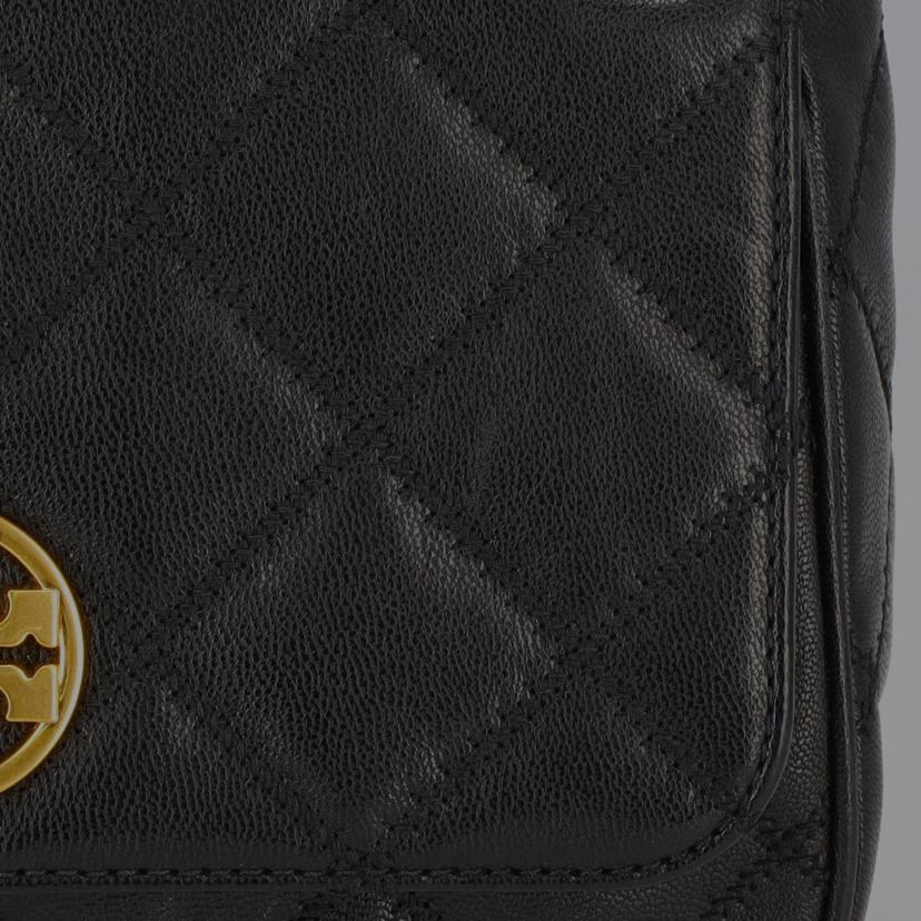 TORY　BURCH ﾄﾘｰﾊﾞｰﾁ/ブラックストーンレザー／ゴールドハードウェア/87863 WILLA//100*****/ABランク/93