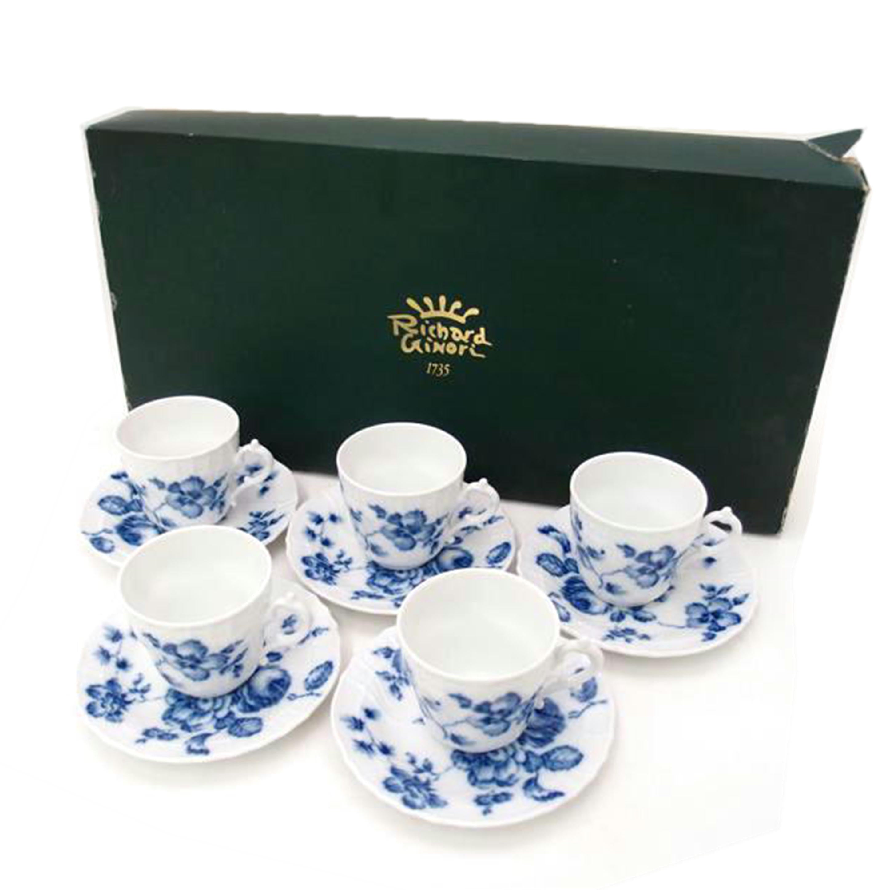 Richard　Ginori リチャードジノリ/ジノリ　ローズブルー　カップ＆ソーサー　5客セット//Aランク/69
