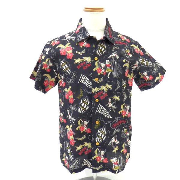 美品SKULL WORKS スカルワークス アロハシャツ 総柄シャツ 黒 白 新品 スカルワークス アロハシャツ 半袖シャツ クローズ 春道 スカル