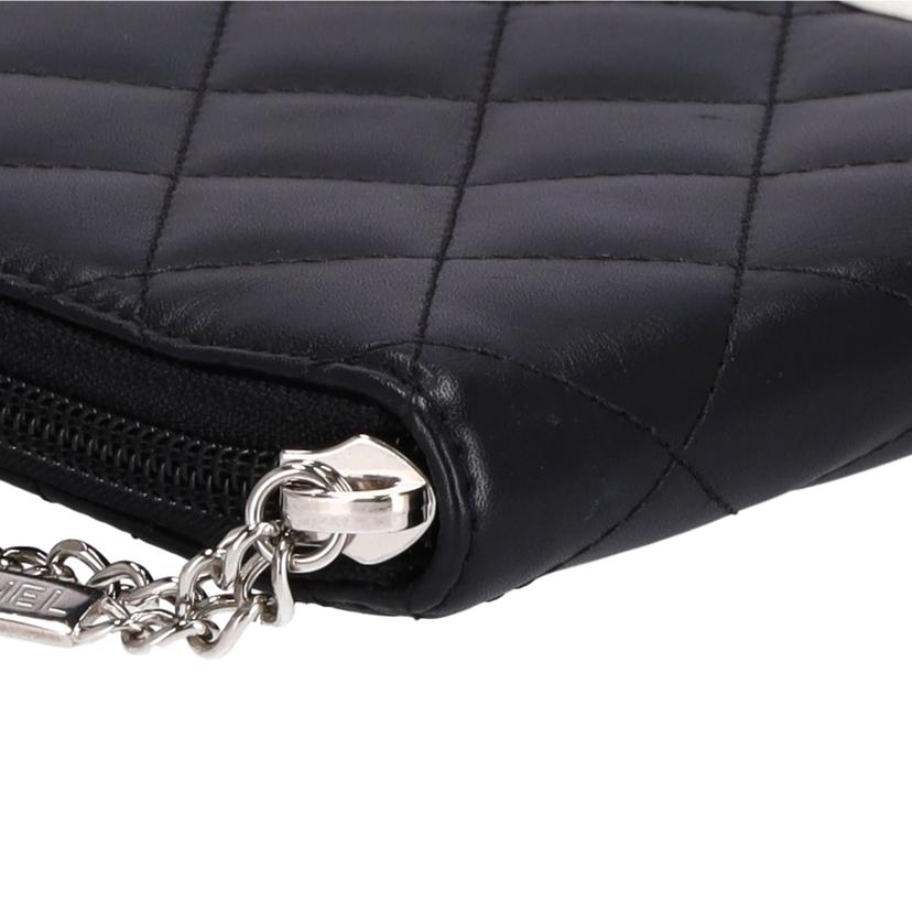 ＣＨＡＮＥＬ　 シャネル　CHANEL　カンボンライン長財布　ココマーク白　ブラック　ラウンドジップ　　/カンボンライン長財布黒／ココマーク白//105*****/ABランク/37