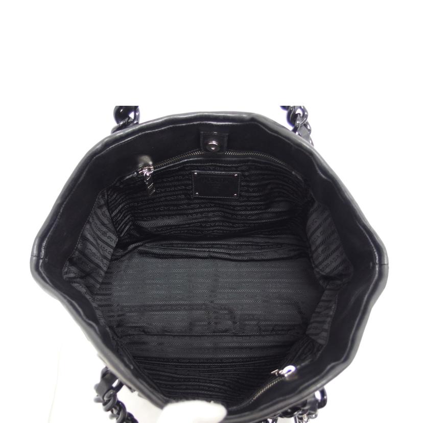 ＰＲＡＤＡ プラダ ナイロン レザーストライプ /プラチェーントートバッグ／ブラック/BR36998//117/ABランク/04