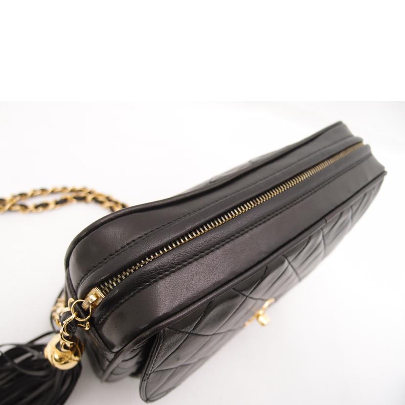 ＣＨＡＮＥＬ シャネル　ショルダーバッグ　斜め掛け　肩掛け　黒　ゴールド金具　レディース　/ラムスキンマトラッセフリンジチェーンショルダー／ブラック//288****/Aランク/69