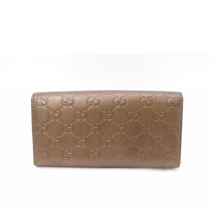 ＧＵＣＣＩ グッチ　二つ折り長財布　茶　レディース/グッチシマチェーンウォレット／ブラウン/224262//366*/ABランク/69
