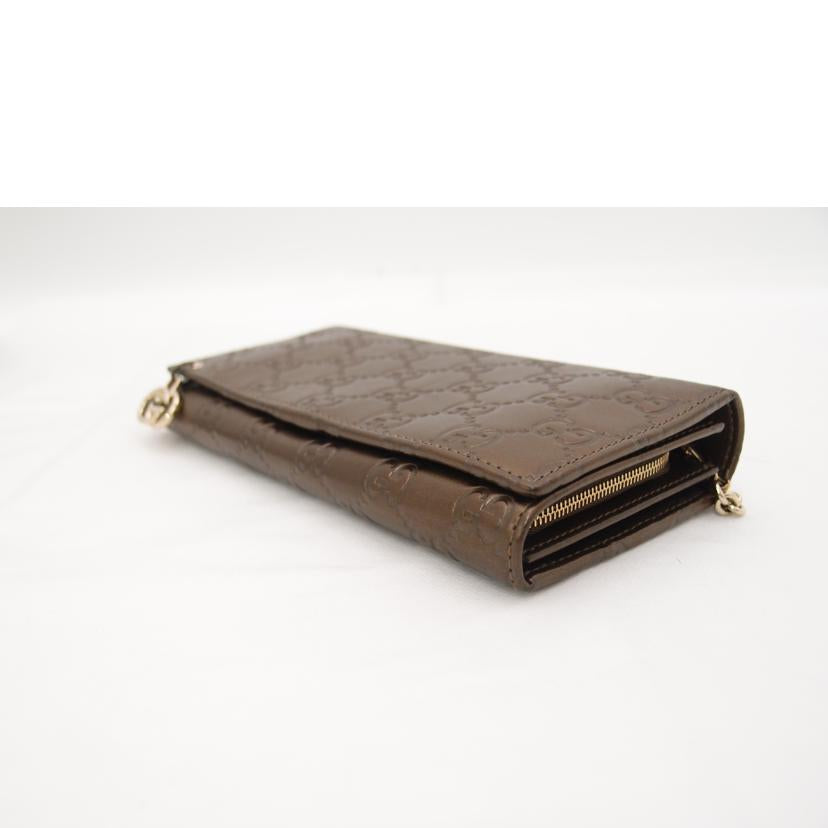 ＧＵＣＣＩ グッチ　二つ折り長財布　茶　レディース/グッチシマチェーンウォレット／ブラウン/224262//366*/ABランク/69