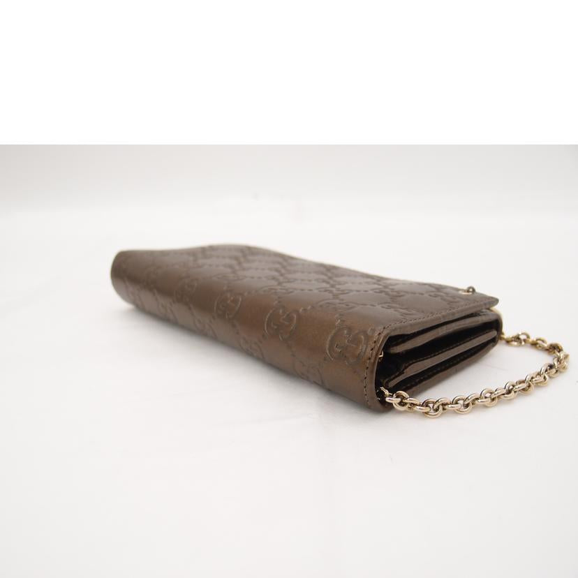 ＧＵＣＣＩ グッチ　二つ折り長財布　茶　レディース/グッチシマチェーンウォレット／ブラウン/224262//366*/ABランク/69