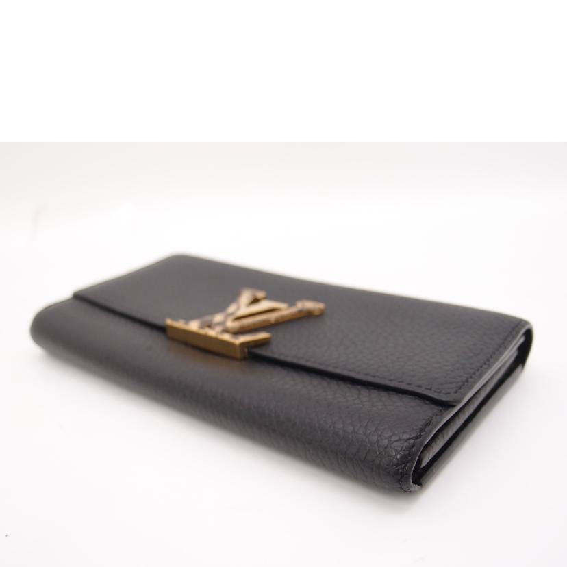 ＬＯＵＩＳ　ＶＵＩＴＴＯＮ ルイ・ヴィトン　二つ折り長財布　LVロゴ　パイソン　レザー　黒　レディース　メンズ/ポルトフォイユ・カプシーヌ／トリヨン／ノワール・パイソン/N90129//MI1189/ABランク/69