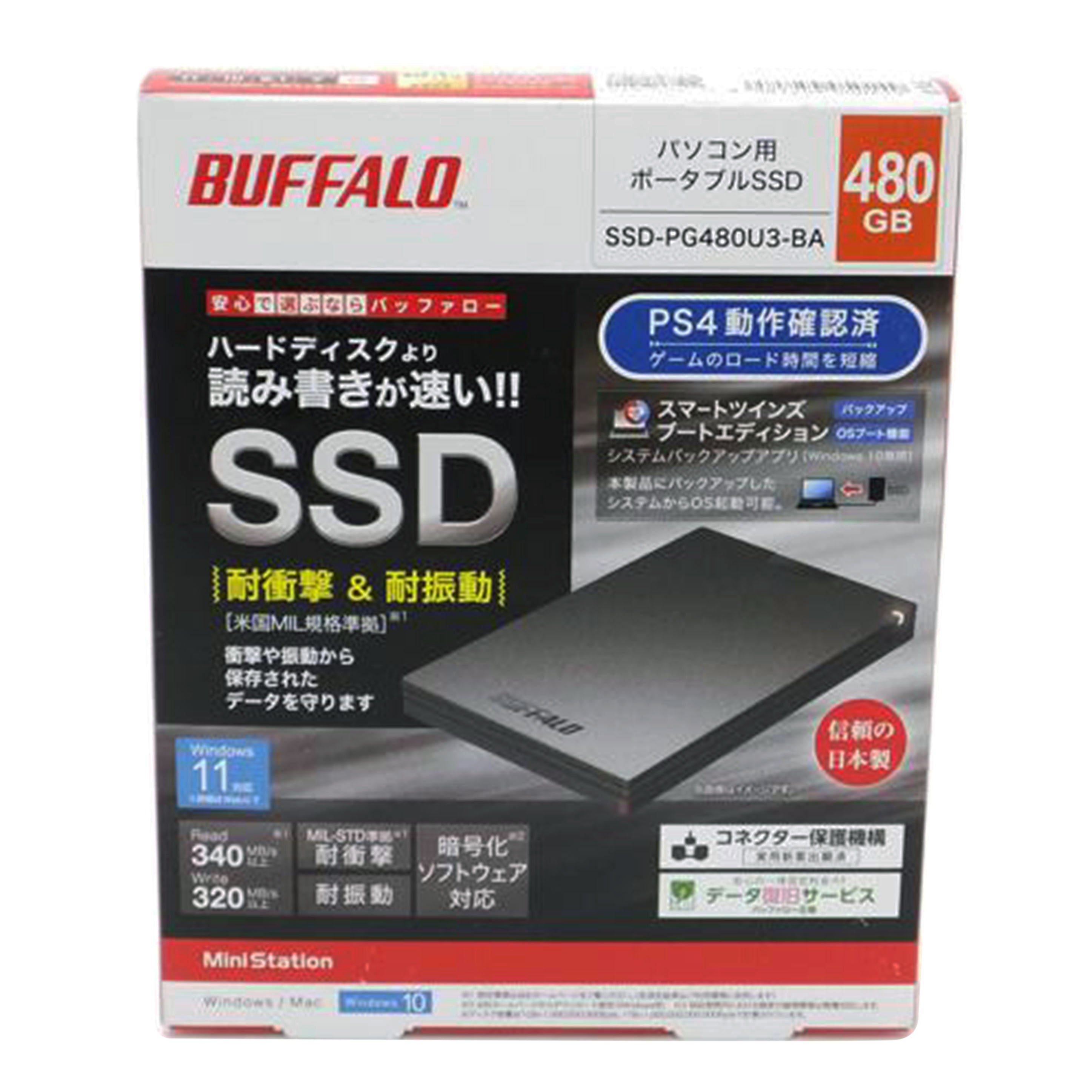 ＢＵＦＦＡＬＯ BUFFALO/ポータブルＳＳＤ　４８０ＧＢ/SSD-PG480U3-BA//40501420501156/Sランク/88