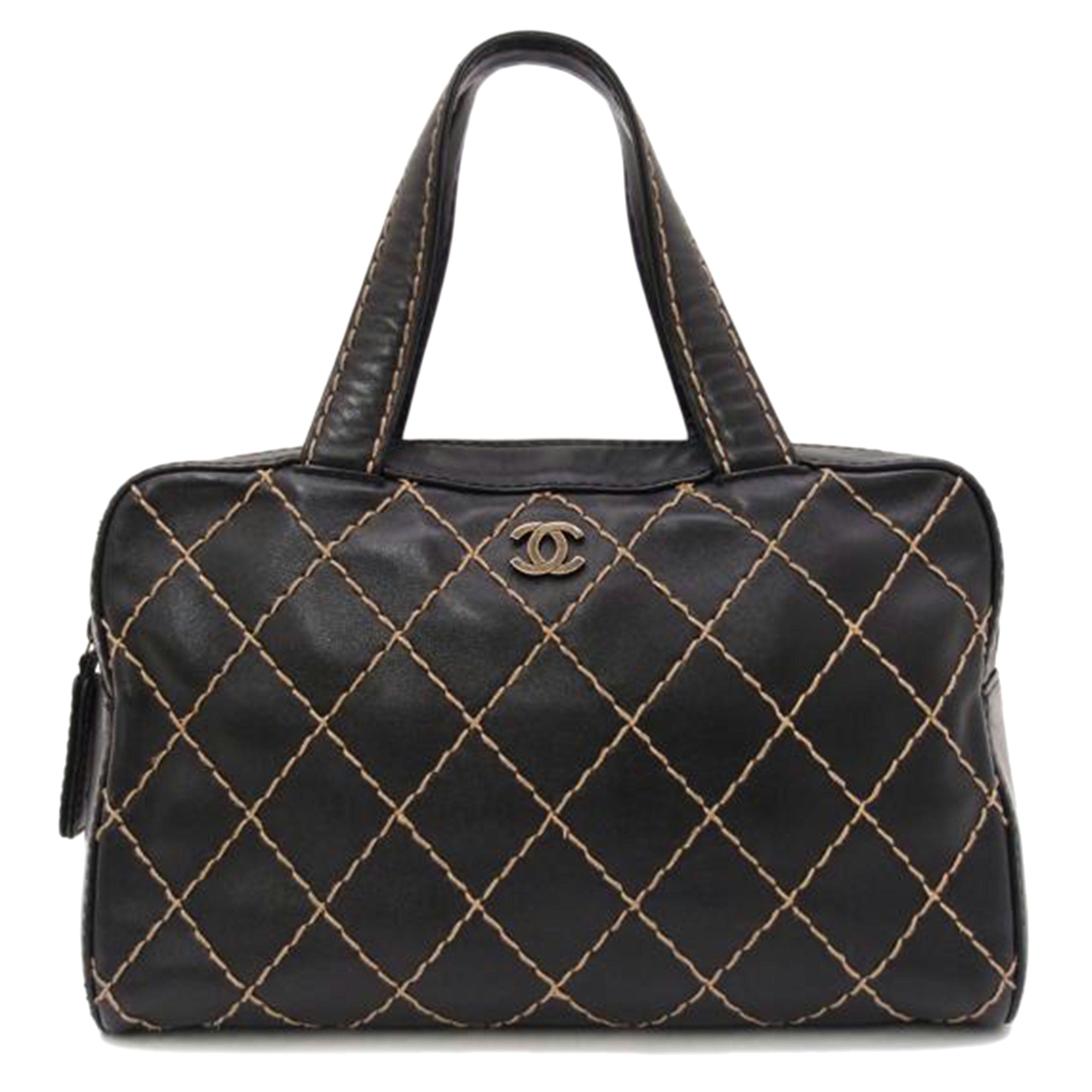 ＣＨＡＮＥＬ シャネル　ココマーク　ハンドバッグ　手提げ　レザー　黒/ワイルドステッチ・ミニボストン／ブラック/A18121//6528175/ABランク/69