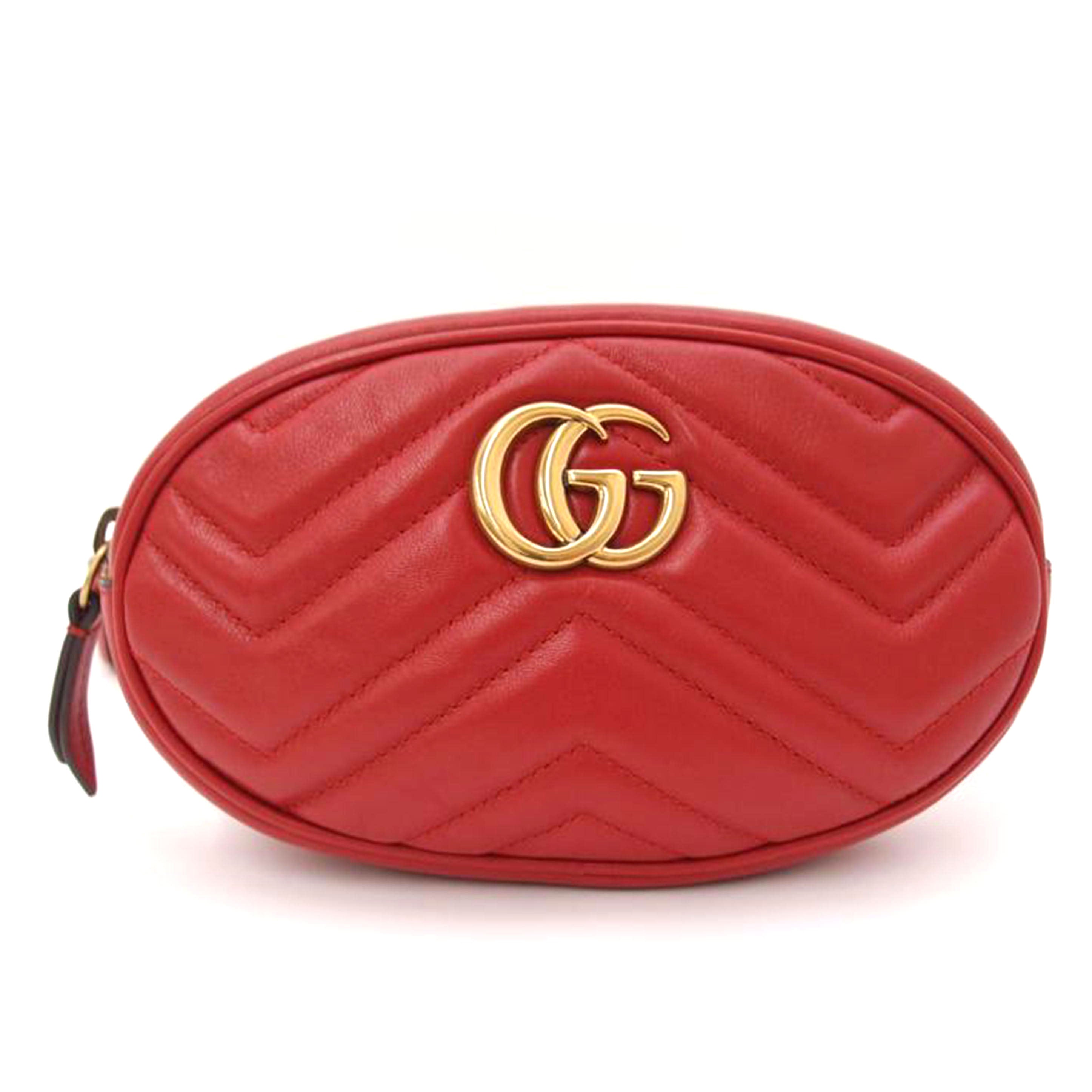 ＧＵＣＣＩ グッチ　ウエストバッグ　ボディバッグ　メンズ　レディース/ＧＧマーモント・レザーベルトバッグ／レッド/476434//493075/SAランク/69