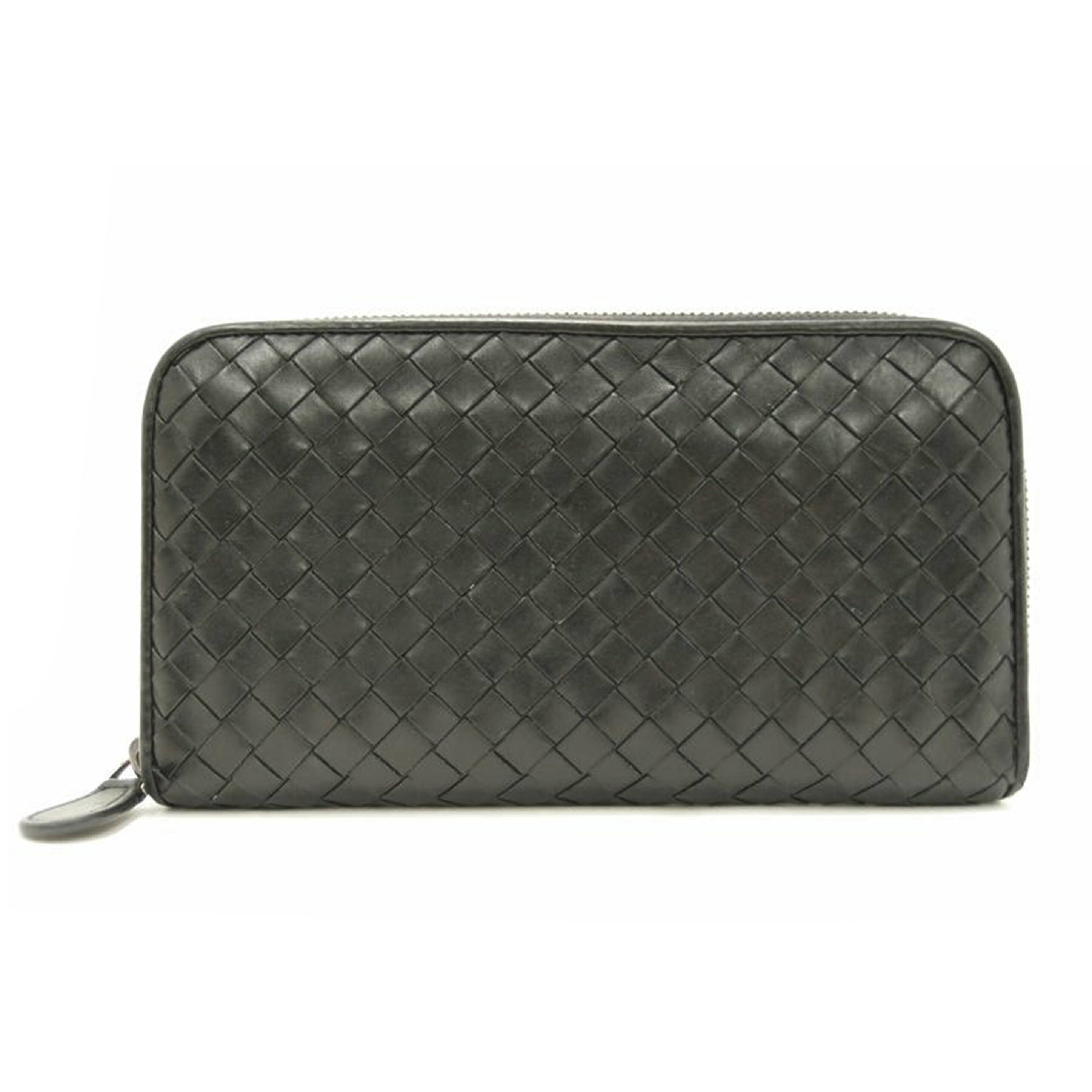 ＢＯＴＴＥＧＡ　ＶＥＮＥＴＡ ボッテガ・ヴェネタ　レザー　編み込み　黒　メンズ/イントレチャート・ラウンドファスナー長財布／ブラック//B05020738F/ABランク/69
