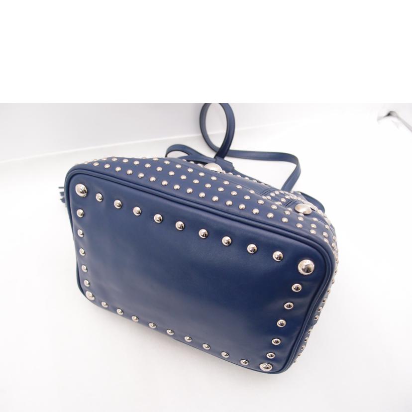 ＰＲＡＤＡ プラダ　ハンドバック　トートバック　ショルダーバッグ　肩掛け　青　レディース/スタッズ巾着フリンジトート／ブルー/B5061M//8/G****/Aランク/69