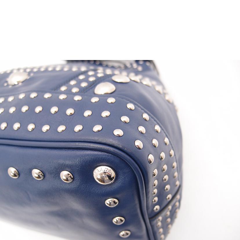 ＰＲＡＤＡ プラダ　ハンドバック　トートバック　ショルダーバッグ　肩掛け　青　レディース/スタッズ巾着フリンジトート／ブルー/B5061M//8/G****/Aランク/69