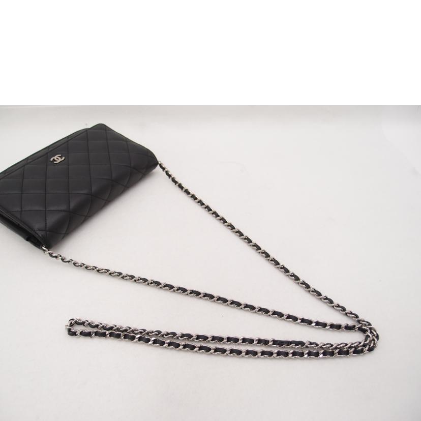ＣＨＡＮＥＬ シャネル　チェーンショルダー　シルバー金具　黒　斜め掛け　肩掛け　レディース/マトラッセチェーンウォレット／ラムスキン／ブラック/A33814//159*****/ABランク/69