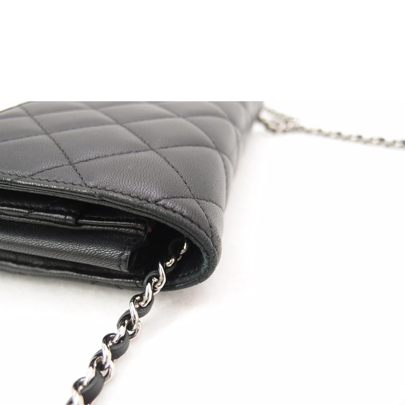ＣＨＡＮＥＬ シャネル　チェーンショルダー　シルバー金具　黒　斜め掛け　肩掛け　レディース/マトラッセチェーンウォレット／ラムスキン／ブラック/A33814//159*****/ABランク/69