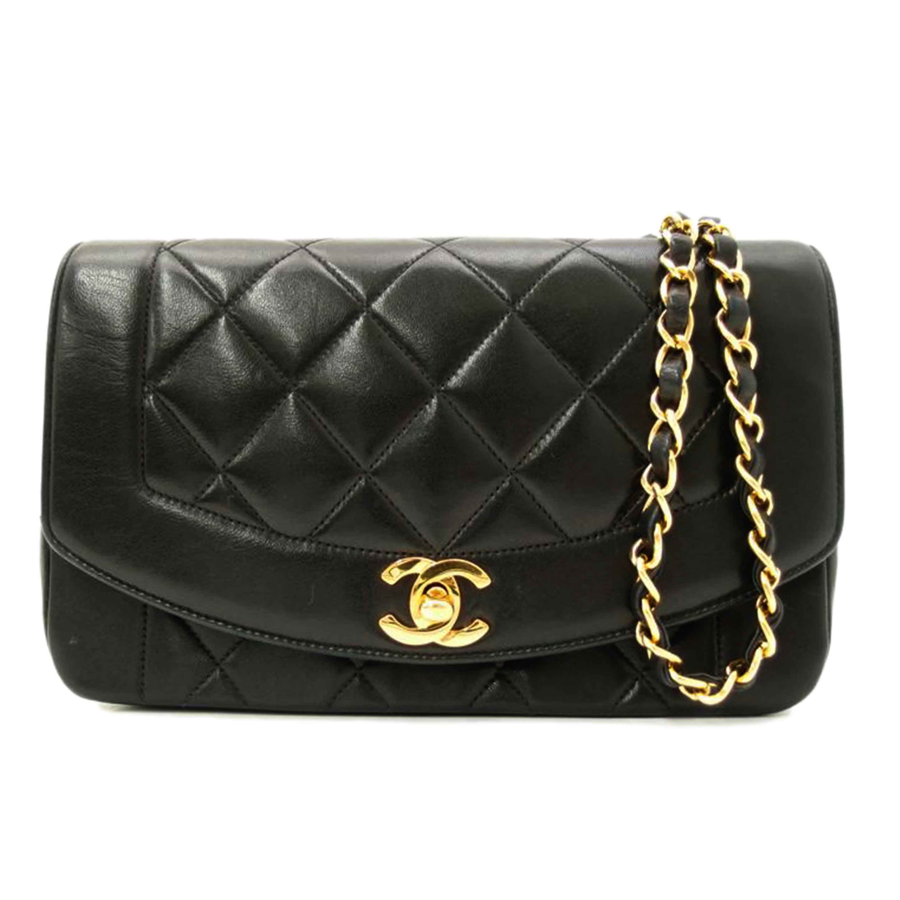 ＣＨＡＮＥＬ　 シャネル　黒　レザー　斜め掛け　肩掛け　ゴールド金具　レディース　/マトラッセダイアナフラップチェーンショルダー／ブラック//4040140/ABランク/69
