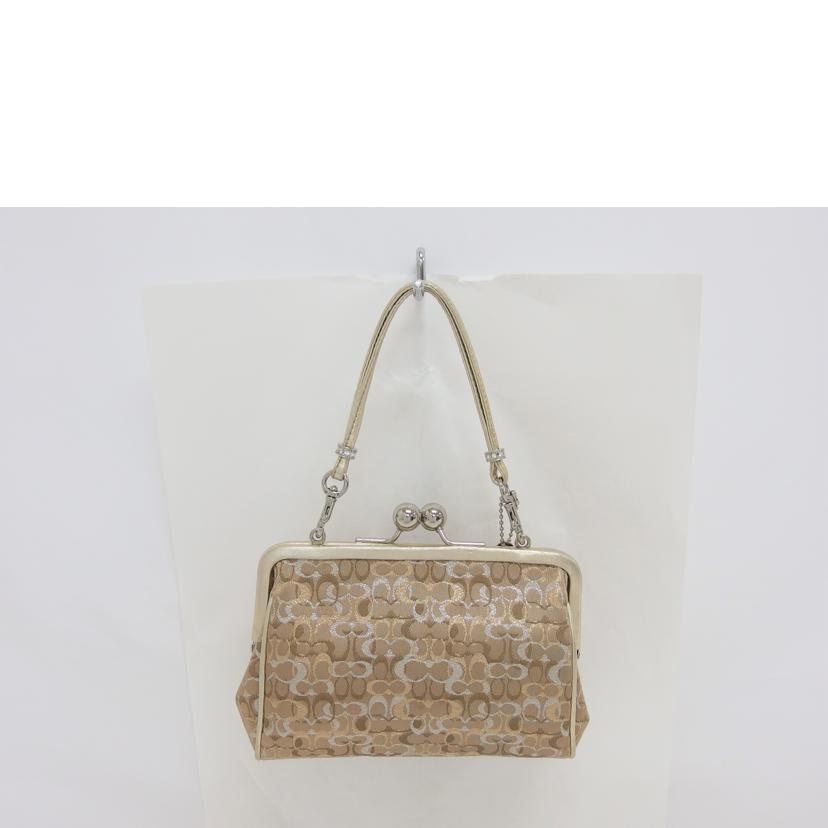 【良品】コーチ ボアバッグ シグネチャー ハンドバッグ ミニバッグ ベージュ COACH コーチ ミニハンドバッグ ブラウン ゴールド