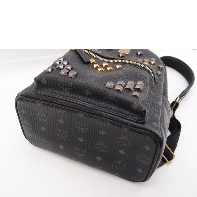 MCM リュック バックパック 黒 ブラック 美品】 正規品 MCM エムシーエム リュック スタッズ 黒 ブラック