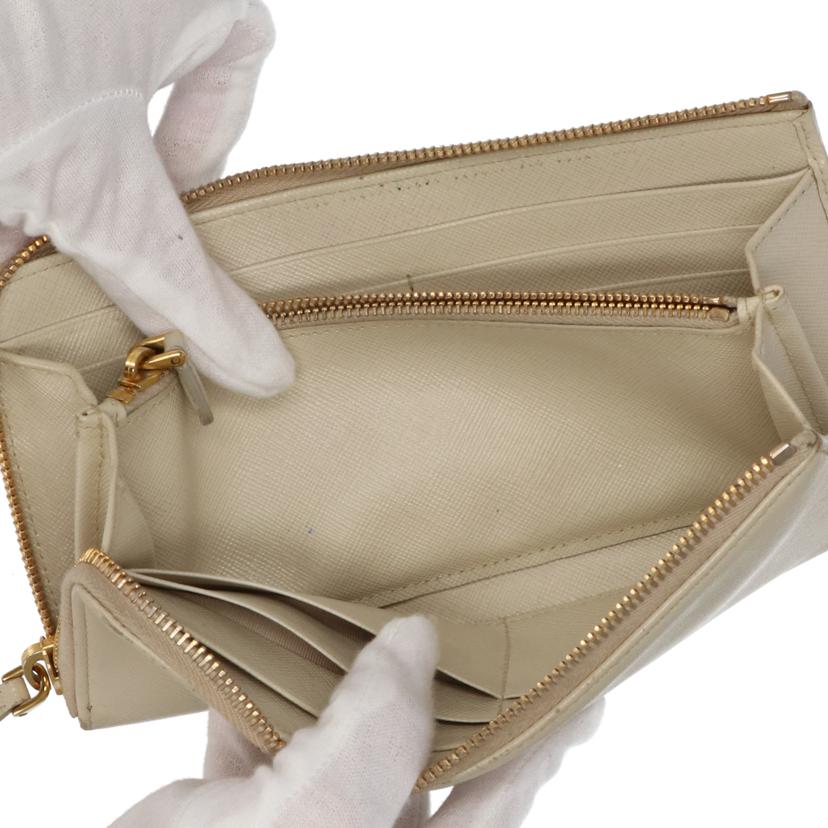 ＰＲＡＤＡ プラダ/サフィアーノＬ字型ファスナー長財布／オフホワイト系//Bランク/75