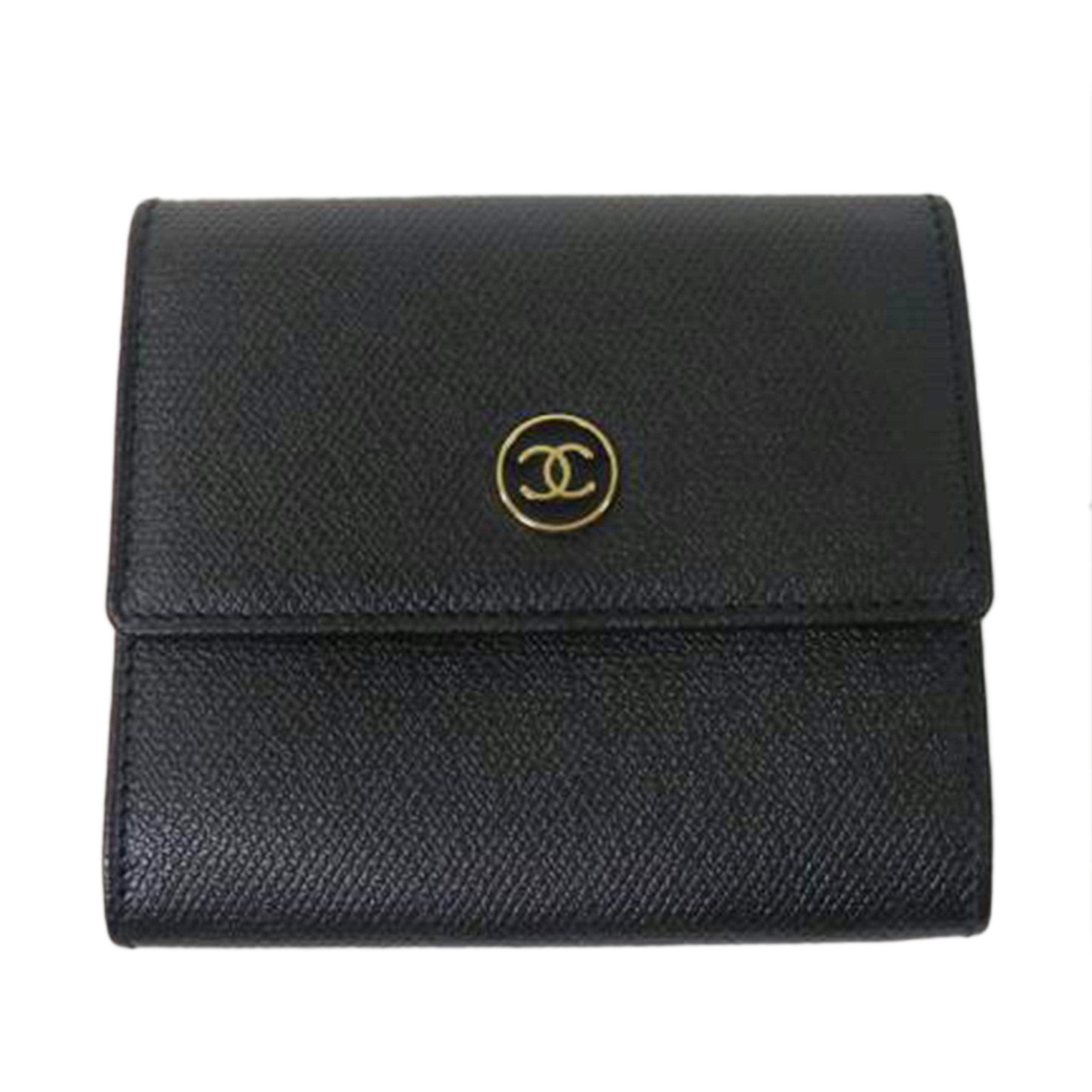 ＣＨＡＮＥＬ シャネル/ココボタンＷホック財布／３つ折り／黒/A20902//10158845/SAランク/84