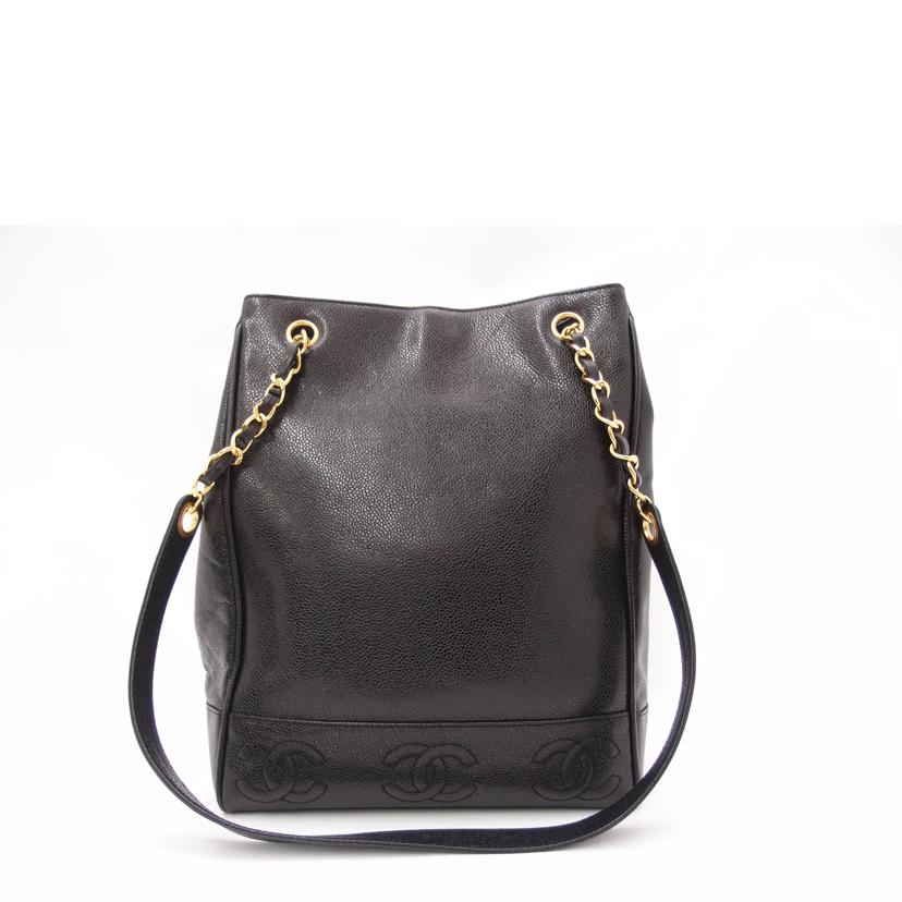 ＣＨＡＮＥＬ シャネル　トート　肩掛け　黒　レザー　ゴールド金具　キャビアスキン/トリプルココマークチェーンショルダー／ブラック//4509635/Aランク/69
