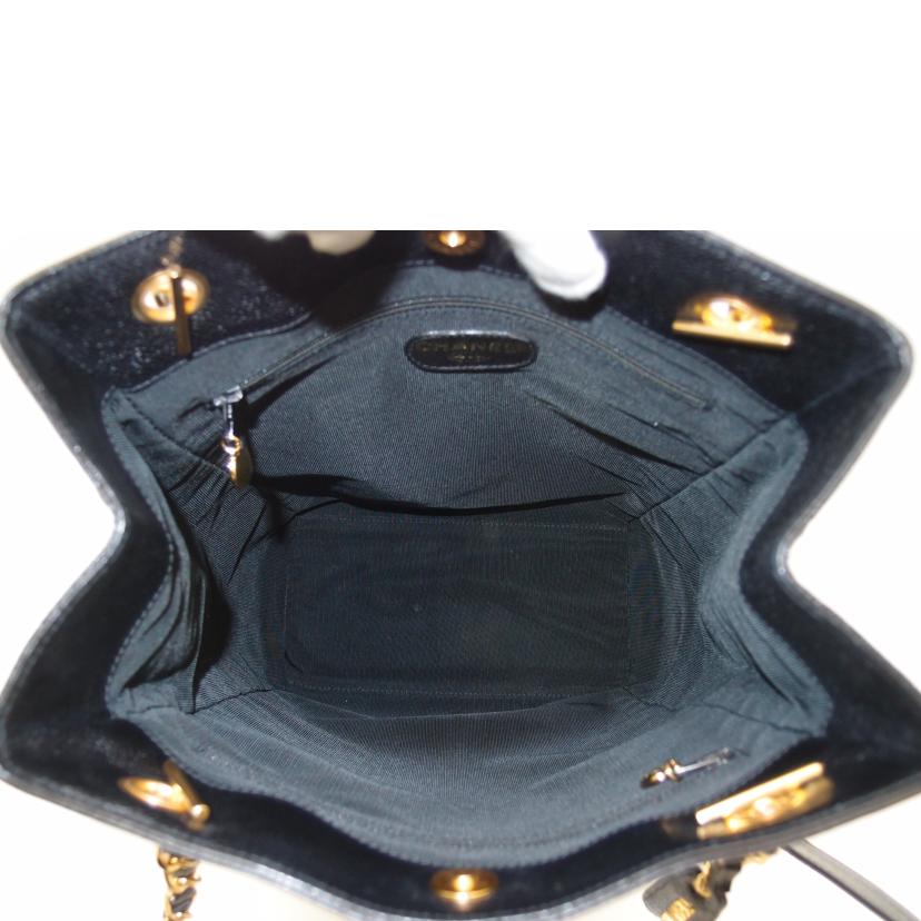 ＣＨＡＮＥＬ シャネル　トート　肩掛け　黒　レザー　ゴールド金具　キャビアスキン/トリプルココマークチェーンショルダー／ブラック//4509635/Aランク/69