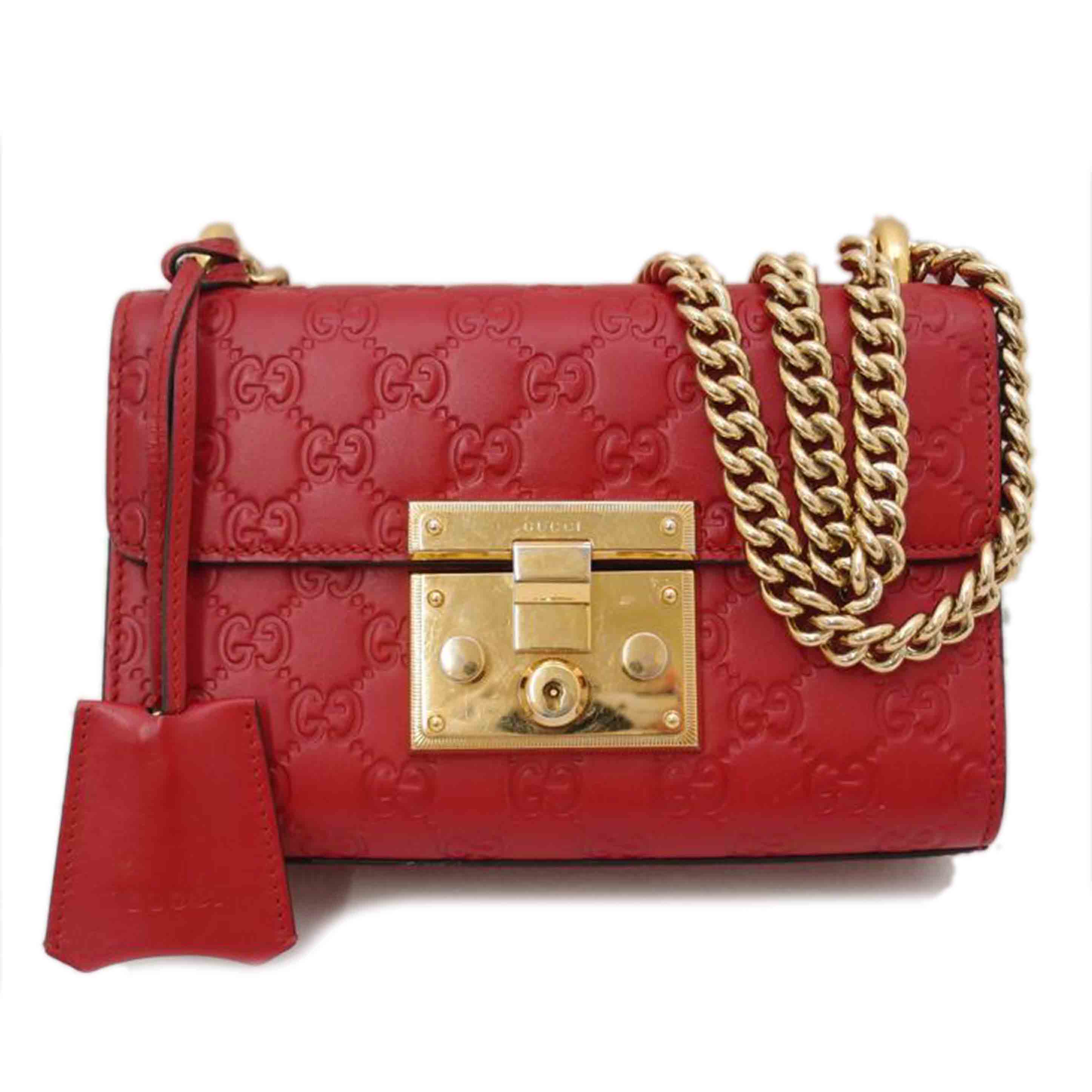 ＧＵＣＣＩ グッチ　ポシェット　斜め掛け　肩掛け　赤　スモール　レディース/グッチシマパドロックチェーンショルダー／レッド/409487//525***/ABランク/69