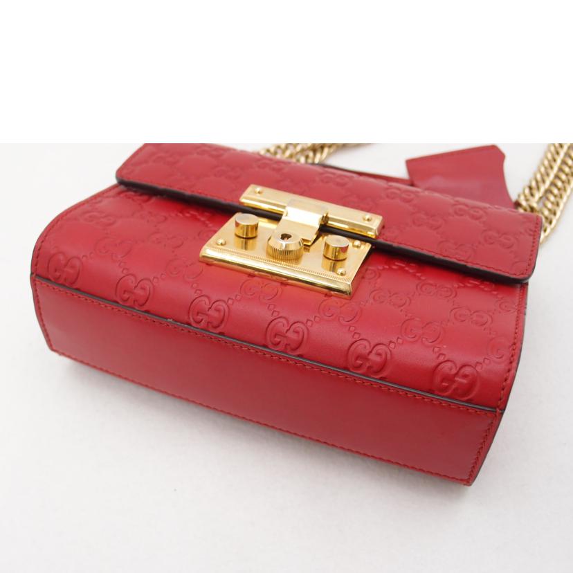 ＧＵＣＣＩ グッチ　ポシェット　斜め掛け　肩掛け　赤　スモール　レディース/グッチシマパドロックチェーンショルダー／レッド/409487//525***/ABランク/69