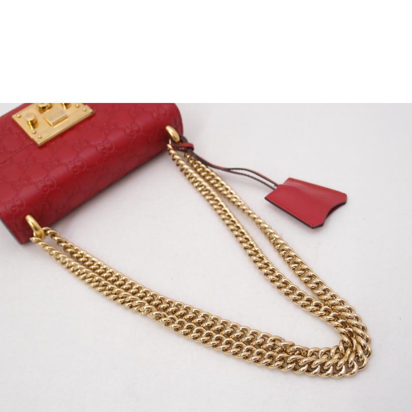 ＧＵＣＣＩ グッチ　ポシェット　斜め掛け　肩掛け　赤　スモール　レディース/グッチシマパドロックチェーンショルダー／レッド/409487//525***/ABランク/69