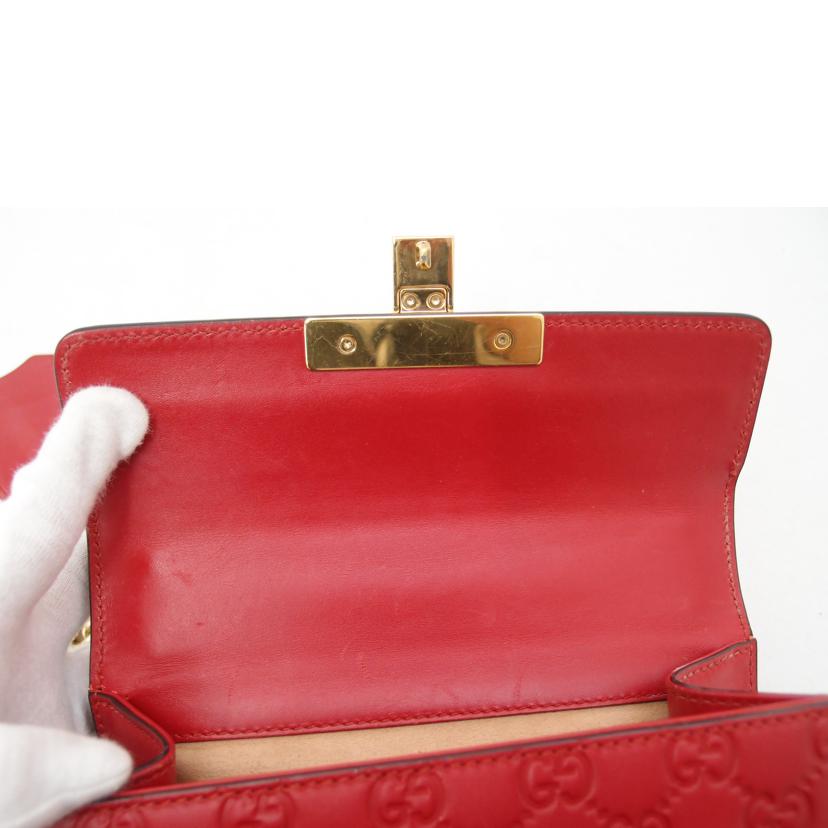 ＧＵＣＣＩ グッチ　ポシェット　斜め掛け　肩掛け　赤　スモール　レディース/グッチシマパドロックチェーンショルダー／レッド/409487//525***/ABランク/69