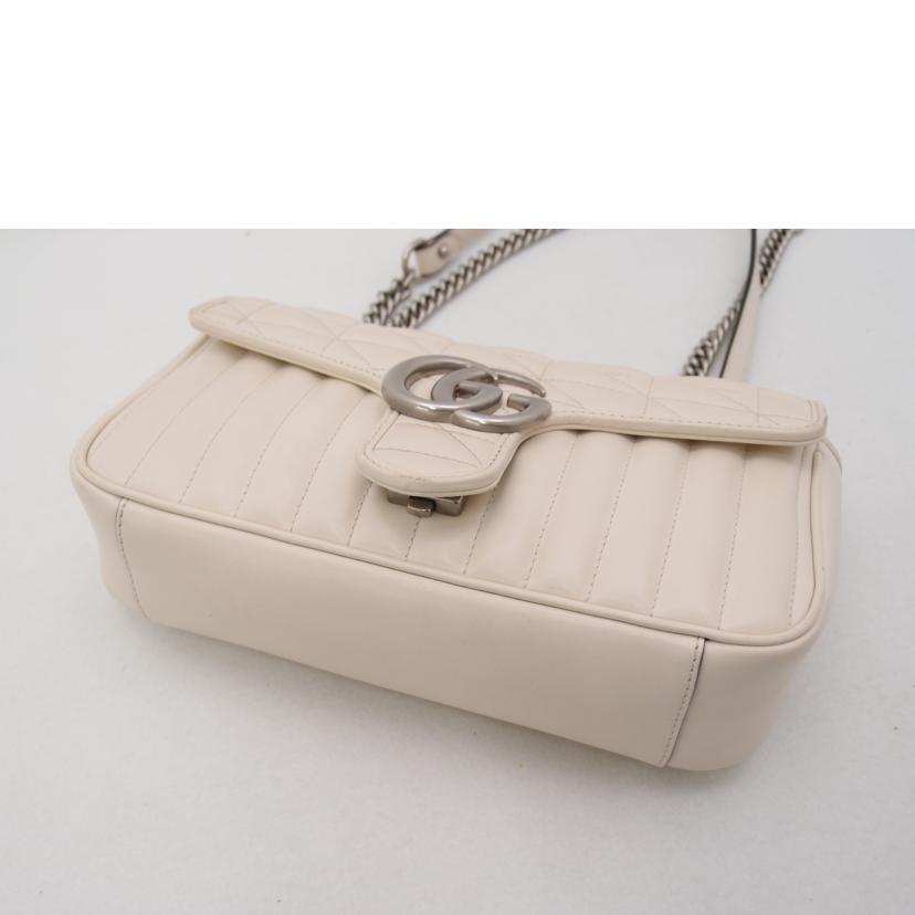 GUCCI グッチ 白 レザー ショルダーバッグ シルバー金具