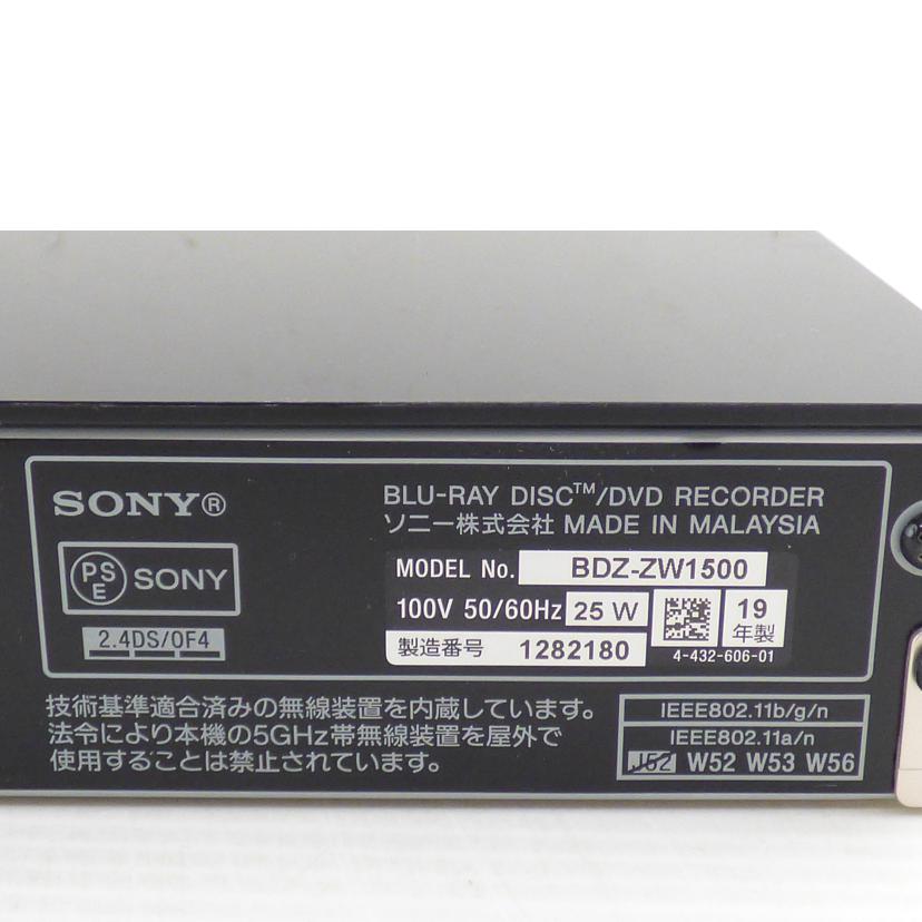 ＳＯＮＹ ソニー/ＢＤレコーダー／ＢＤＺ－ＺＷ１５００/BDZ-ZW1500//1282180/ABランク/64