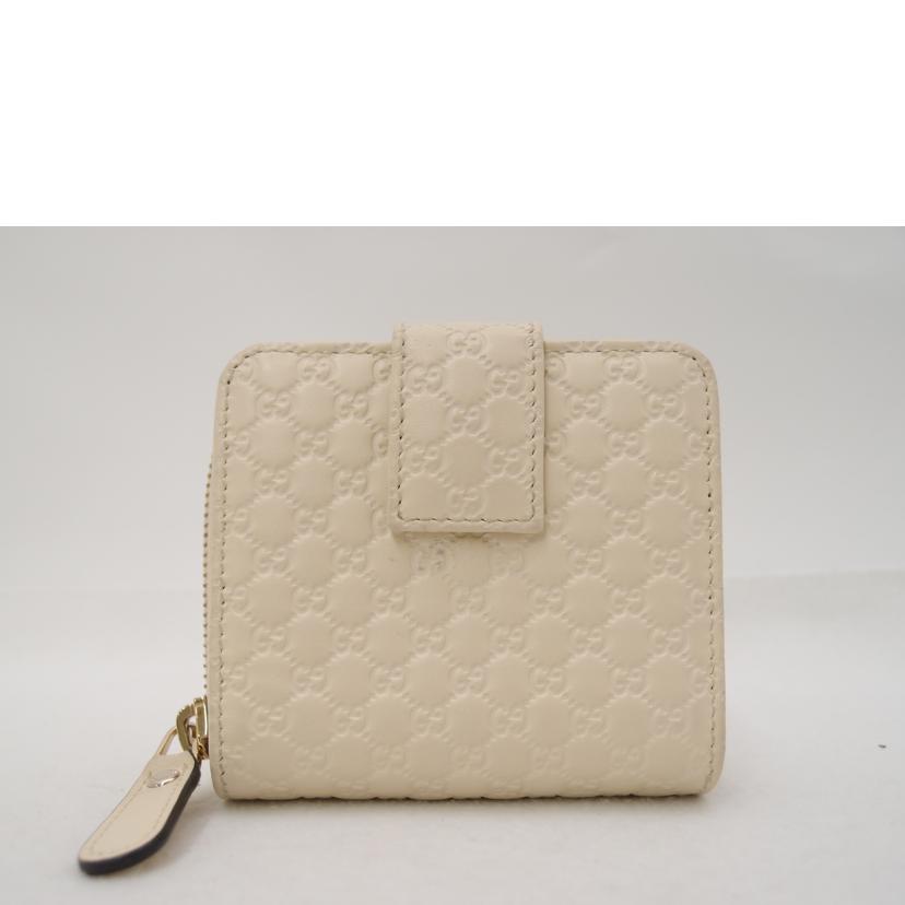 ＧＵＣＣＩ グッチ　ラウンドファスナー財布　レザー　白　レディース/マイクログッチ二つ折り財布／ホワイト/449395//525***/ABランク/69