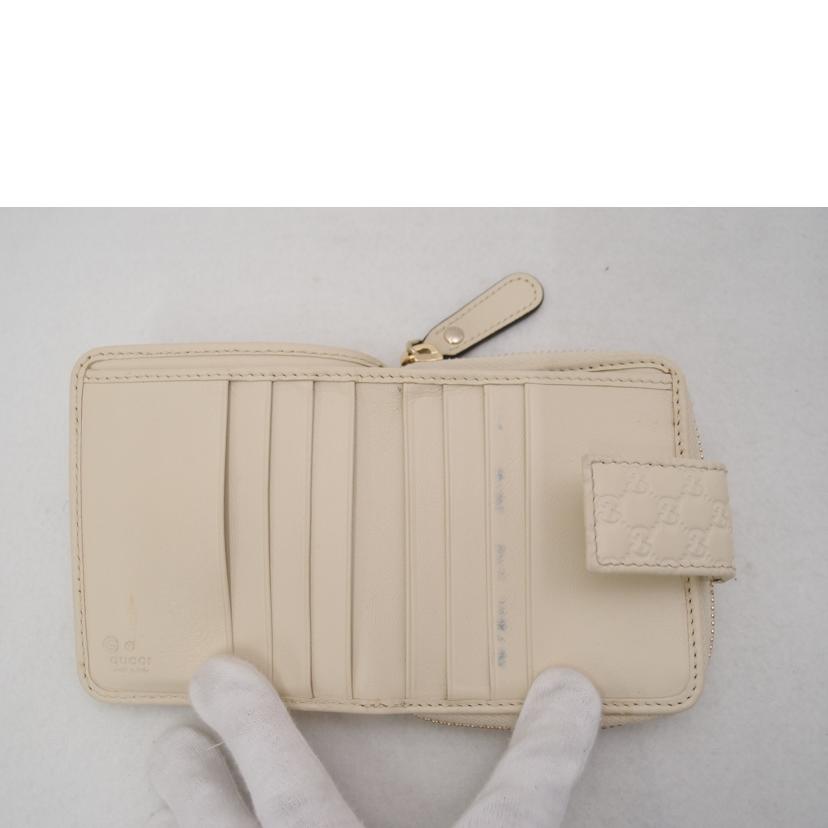 ＧＵＣＣＩ グッチ　ラウンドファスナー財布　レザー　白　レディース/マイクログッチ二つ折り財布／ホワイト/449395//525***/ABランク/69