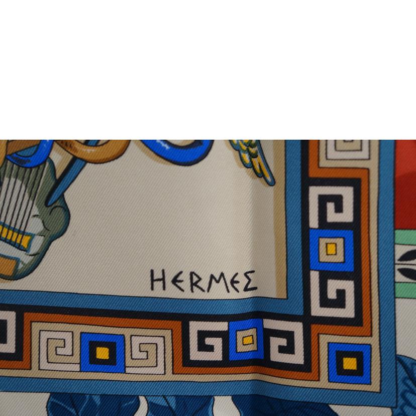 ＨＥＲＭＥＳ エルメス/カレ９０神々の音楽　シルクスカーフ　　ＢＥＧ／ＯＲＧ//Aランク/07