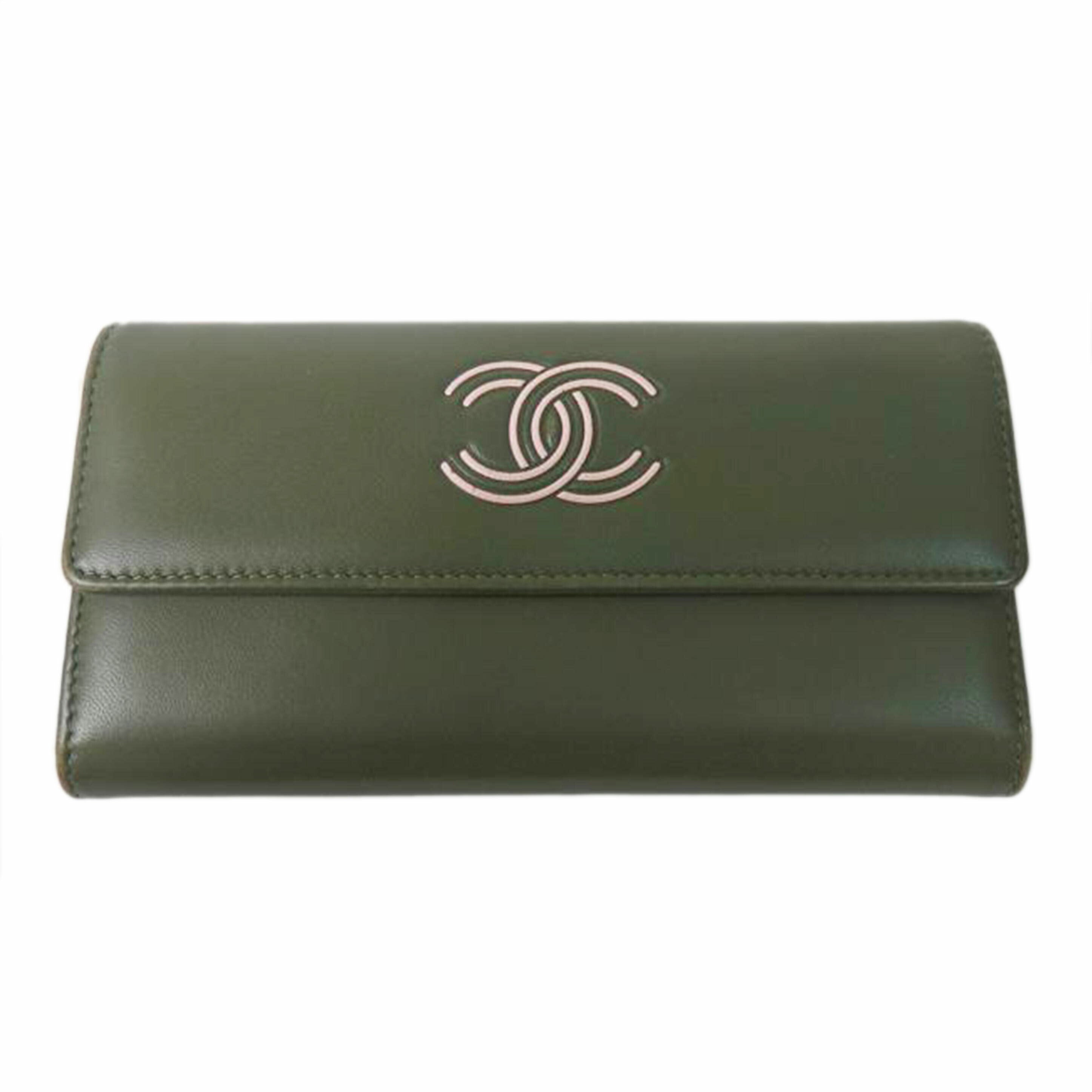 ＣＨＡＮＥＬ シャネル/ココマークレザー長財布／カーキ×ピンク//23869368/Bランク/84