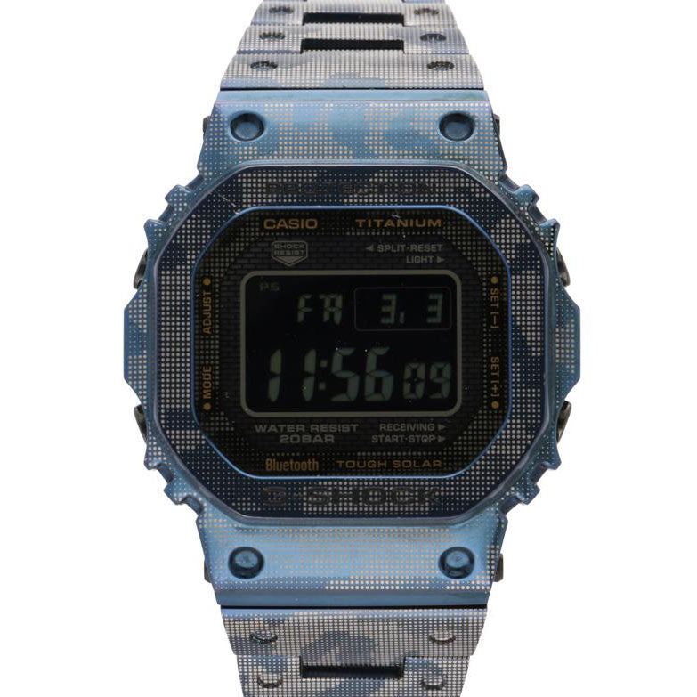 ＣＡＳＩＯ カシオ　Bluetooth　迷彩柄　ブルー　チタンベルト/Ｇ－ＳＨＯＣＫ／フルメタル・カモフラ／電波ソーラー/GMW-B5000TCF-2JR//201E190J/Aランク/75
