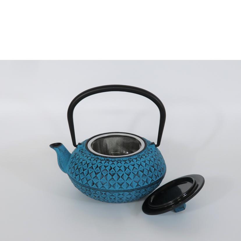 Ｒｏｊｉ ロジ/南部鉄器　カラーポット　斜め格子　／　ターコイズブルー/99-20TU//SAランク/81