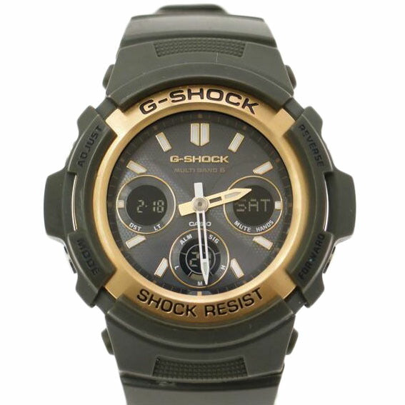 ＣＡＳＩＯ カシオ　腕時計　MULTIBAND6　グリーン×ゴールド/Ｇ－ＳＨＯＣＫ／デジアナ／電波ソーラー/AWG-M100A-3AJF//004A101B/Bランク/69