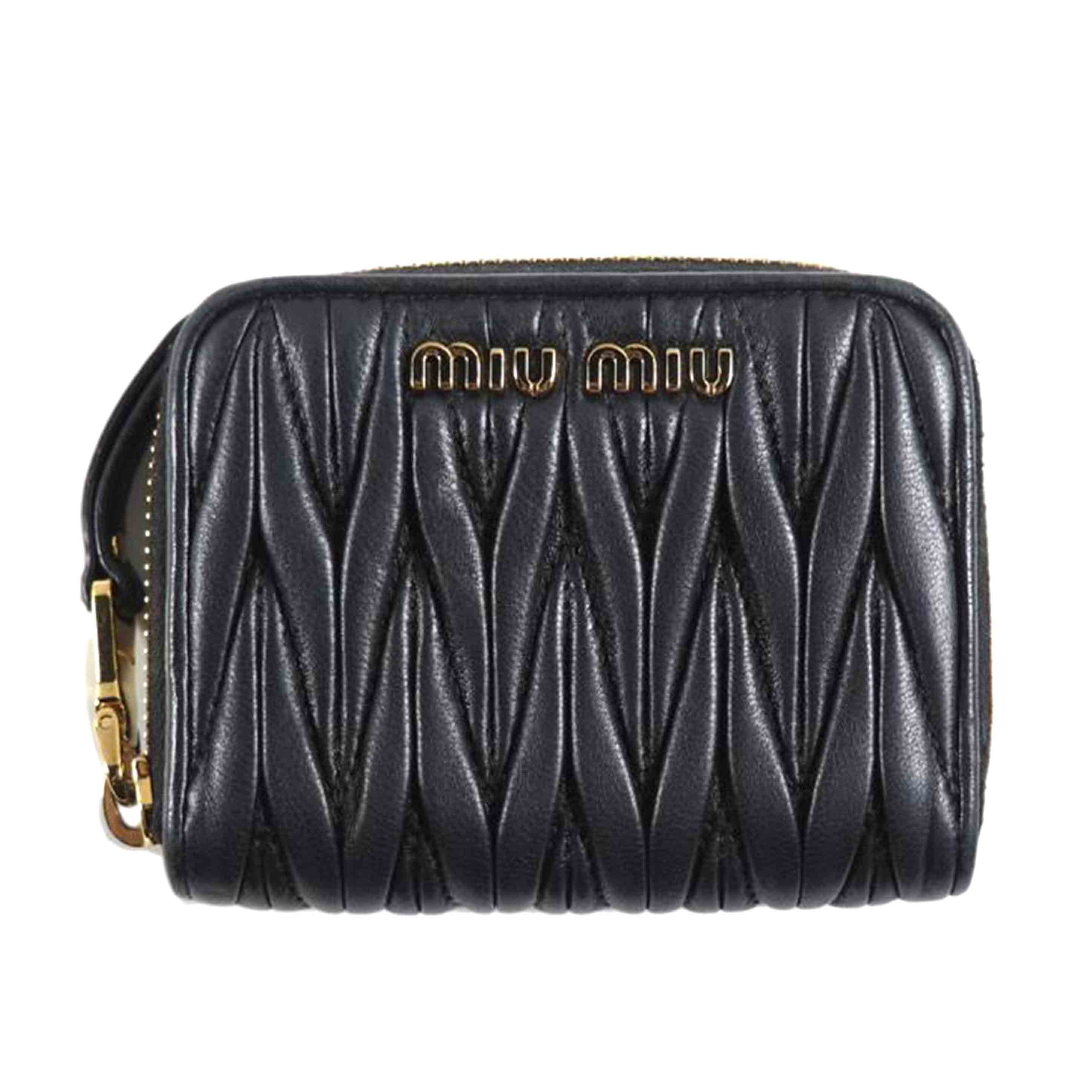 ｍｉｕｍｉｕ ミュウミュウ/ラウンドＺＩＰコインケース／マテラッセ　ゴートスキン／黒//Bランク/79