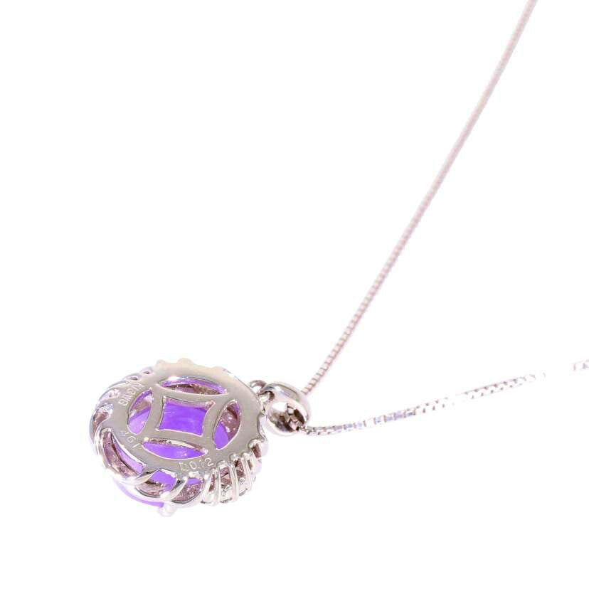 /◎　Ｋ１８ＷＧラベンダー翡翠ダイヤネックレス４．６１／Ｄ０．１２ｃｔ//Aランク/75