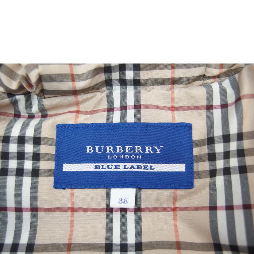 ＢＵＲＢＥＲＲＹ　Ｂ／Ｌ/ＢＵＲＢＥＲＲＹ　Ｂ／Ｌ　ノバチェック　ショートダウンジャケット　　ラクーンファー・エンブレム　付き　　ブラウン　　サイズ３８/FCF16-630-56//ABランク/83