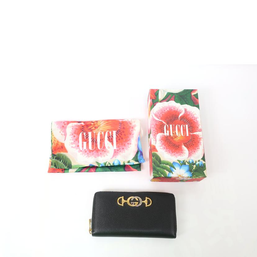 ＧＵＣＣＩ グッチ/ズゥミラウンドファスナー　長財布　ブラック/570661//Bランク/65