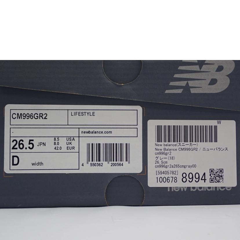 ｎｅｗ　ｂａｌａｎｃｅ ﾆｭｰﾊﾞﾗﾝｽ/ＮＢ　９９６　スニーカー/CM996GR2//26.5cm/Aランク/62