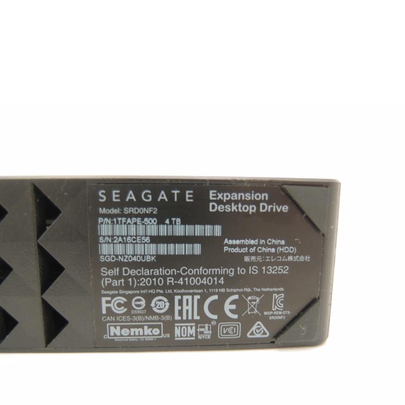 Ｓｅａｇａｔｅ シーゲート/外付けＨＤＤ　４ＴＢ/SRD0NF2//2A16CE56/ABランク/69