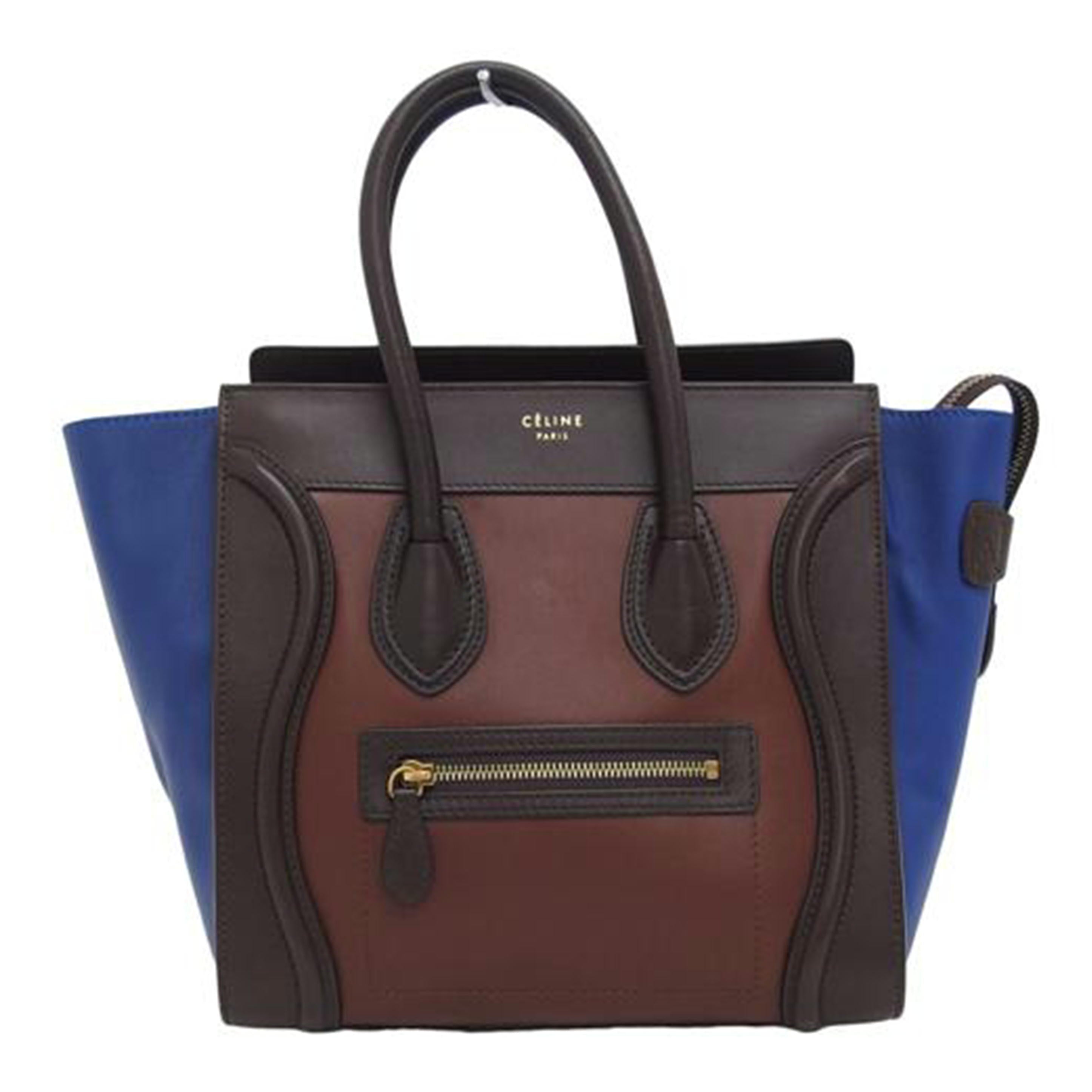 ＣＥＬＩＮＥ　 セリーヌ　トートバッグ　ブルー×ブラウン×ダークブラウン/ラゲージマイクロショッパー／トリコロール／ハンドバッグ//Bランク/04