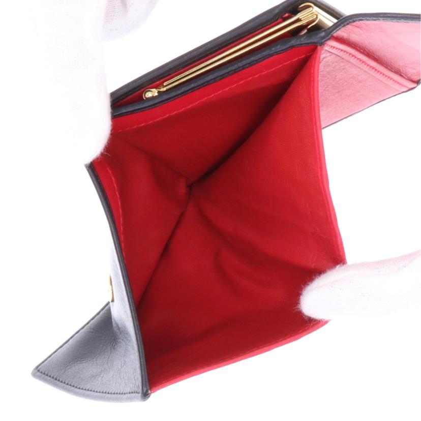 Ｃ．Ｄｉｏｒ クリスチャンディオール　ディオール　財布　小物　三つ折り　がま口　コンパクトウォレット　レディース　ブラック　黒　レッド　赤/三つ折りがま口財布//Bランク/75