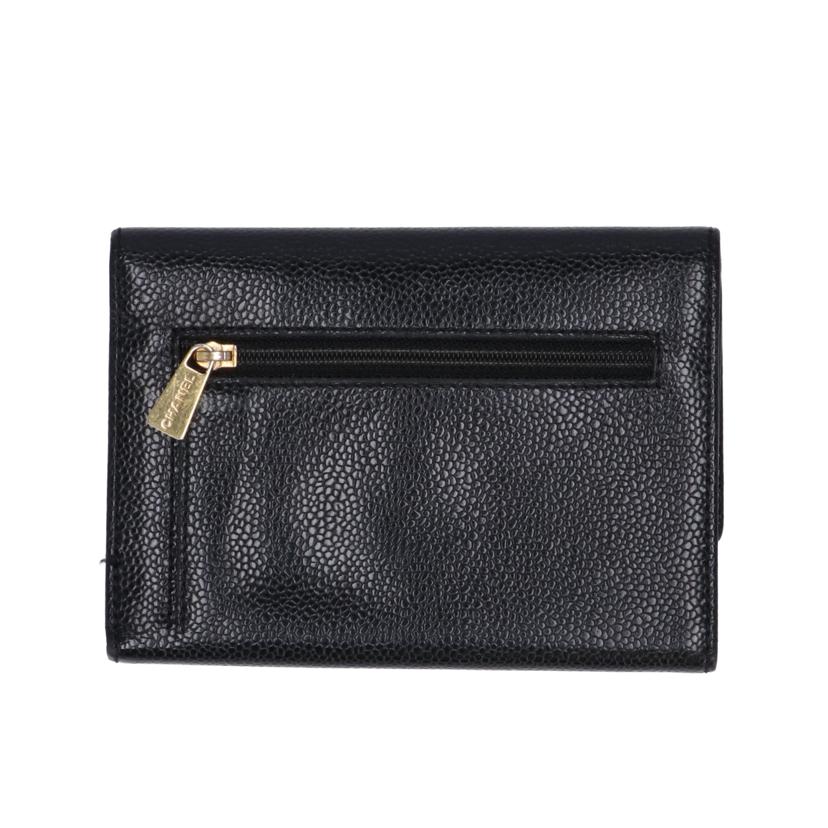 ＣＨＡＮＥＬ シャネル　財布　小物　レザー　レディース　ブラック/キャビアスキン三つ折り財布//Bランク/75