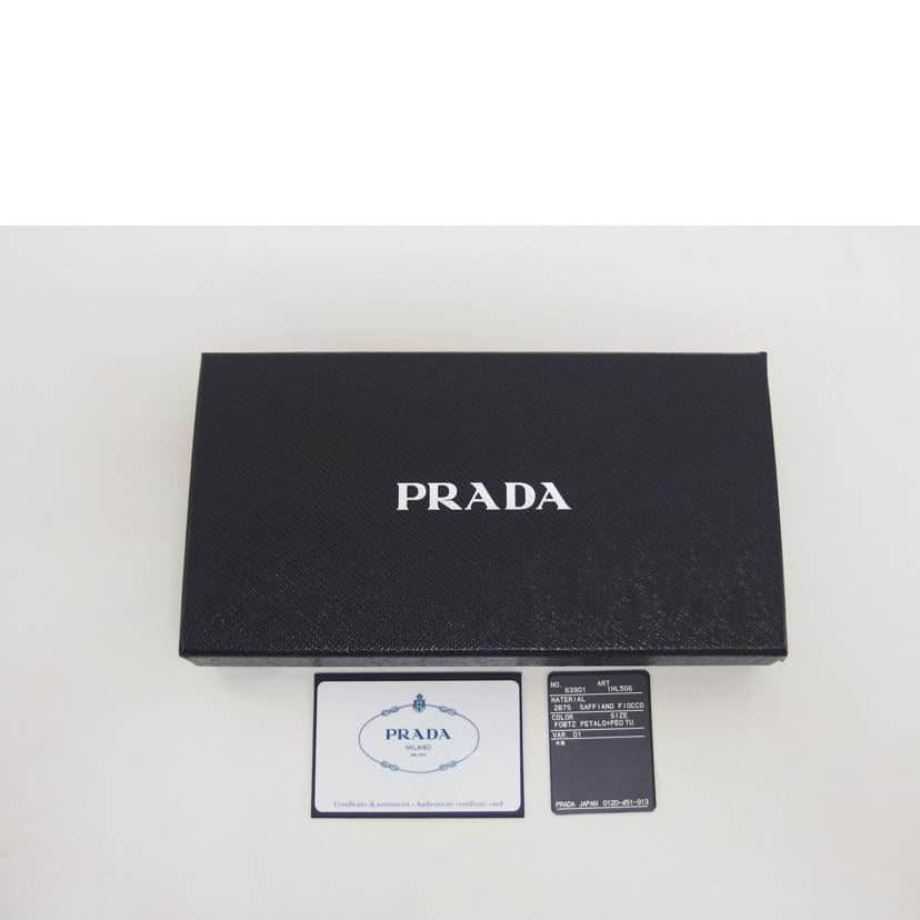 ＰＲＡＤＡ プラダ/サフィアーノ／リボン／ラウンドファスナー長財布／ピンク/1ML506//12N/Aランク/04