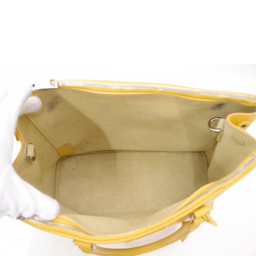 プラダ PRADA トートバッグ ストライプ シボレザー リザード 黄色 PRADA プラダ トート 黄色 斜め掛け A4対応 レディース
