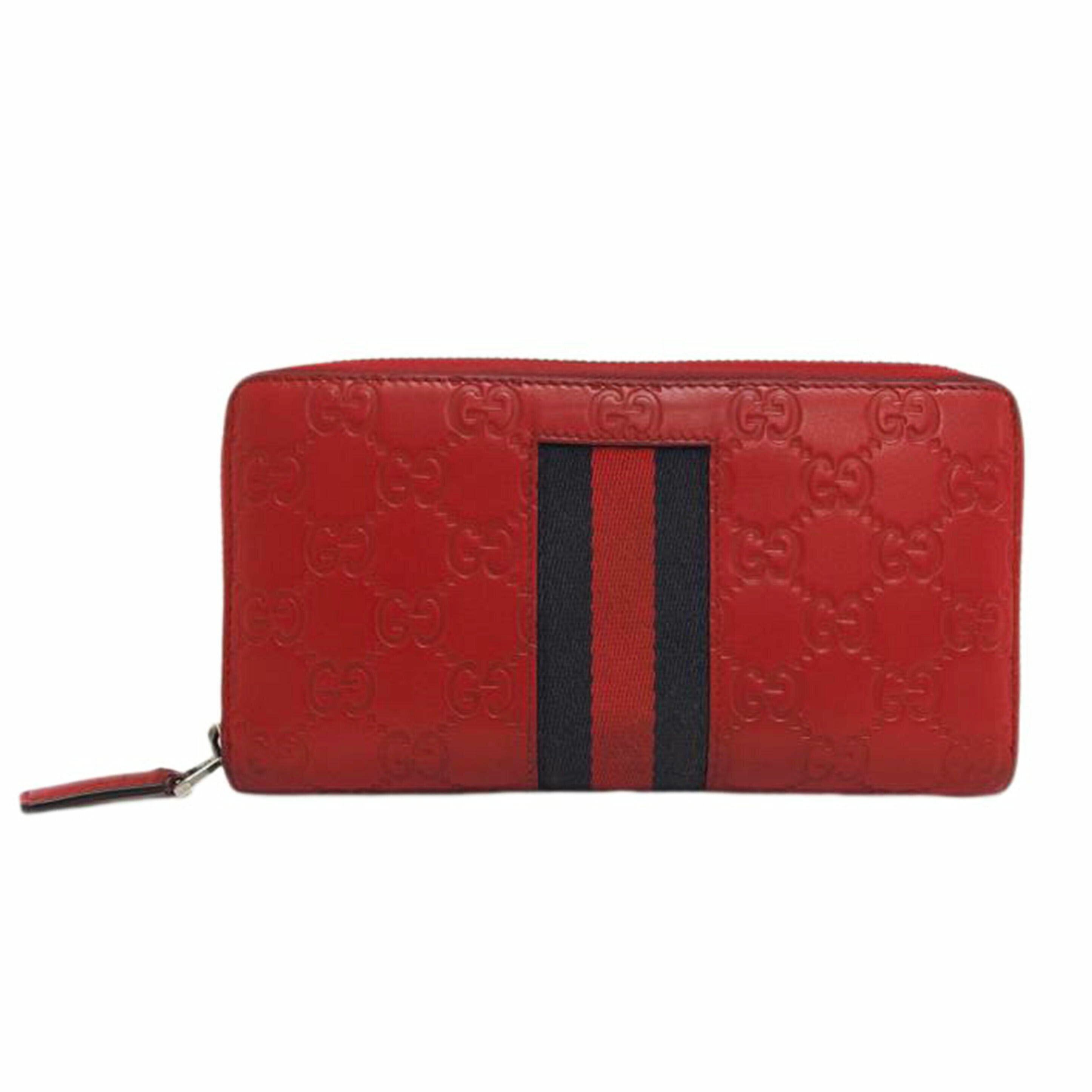 ＧＵＣＣＩ グッチ/グッチシマウェブ／ラウンドファスナー長財布／レッド/408831//493075/Bランク/04